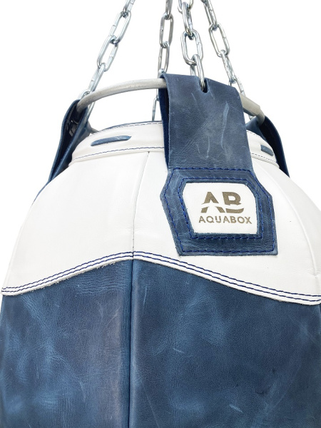Груша боксерская водоналивная SEA  AQUABOX кожа, сине/бел, 25/38*50-35