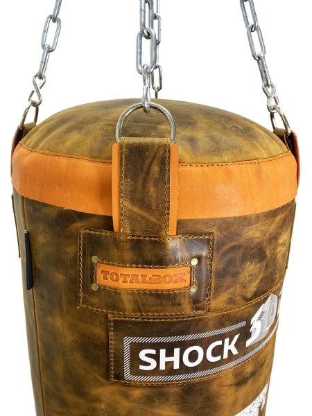 Мешок боксерский набивной 3D Shock load TOTALBOX кожа, корич/оранж, 42*136-66 