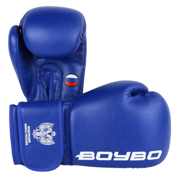 Перчатки боксерские BoyBo Titan кожа одобрены ФБР 10 OZ синий 