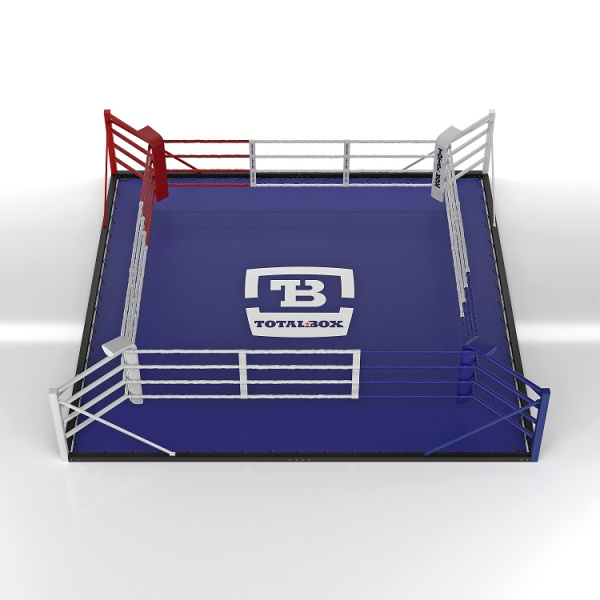 Ринг боксерский Напольный в балке TOTALBOX, по канатам 4*4м