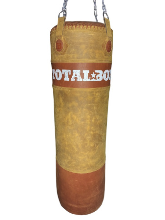 Мешок боксерский набивной Retro 3D Shock load TOTALBOX кожа, корич/оранж, 42*136-66 